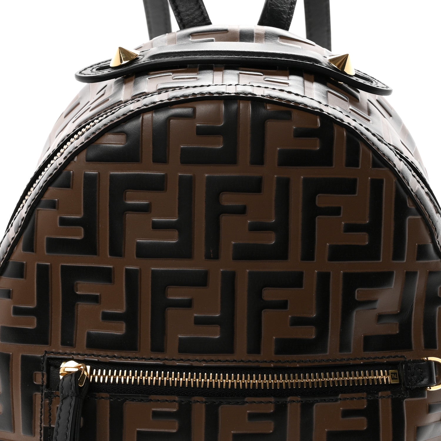 Vitello Bi-Color FF 1974 Embossed Mini Backpack Maya Black - Image 8