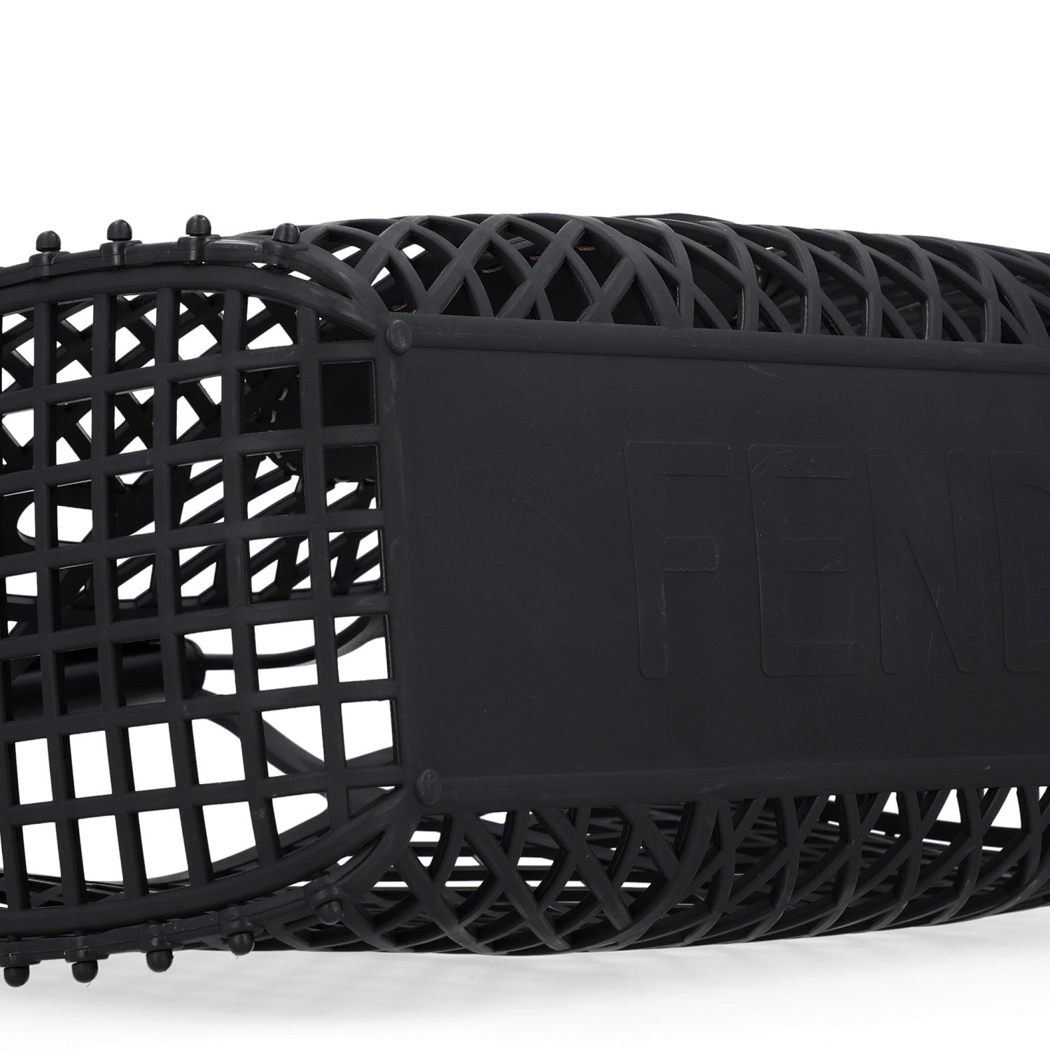 Recycled Plastic Vitello Liberty Matte Medium Fendi Basket Black Miele Scuro - Image 9