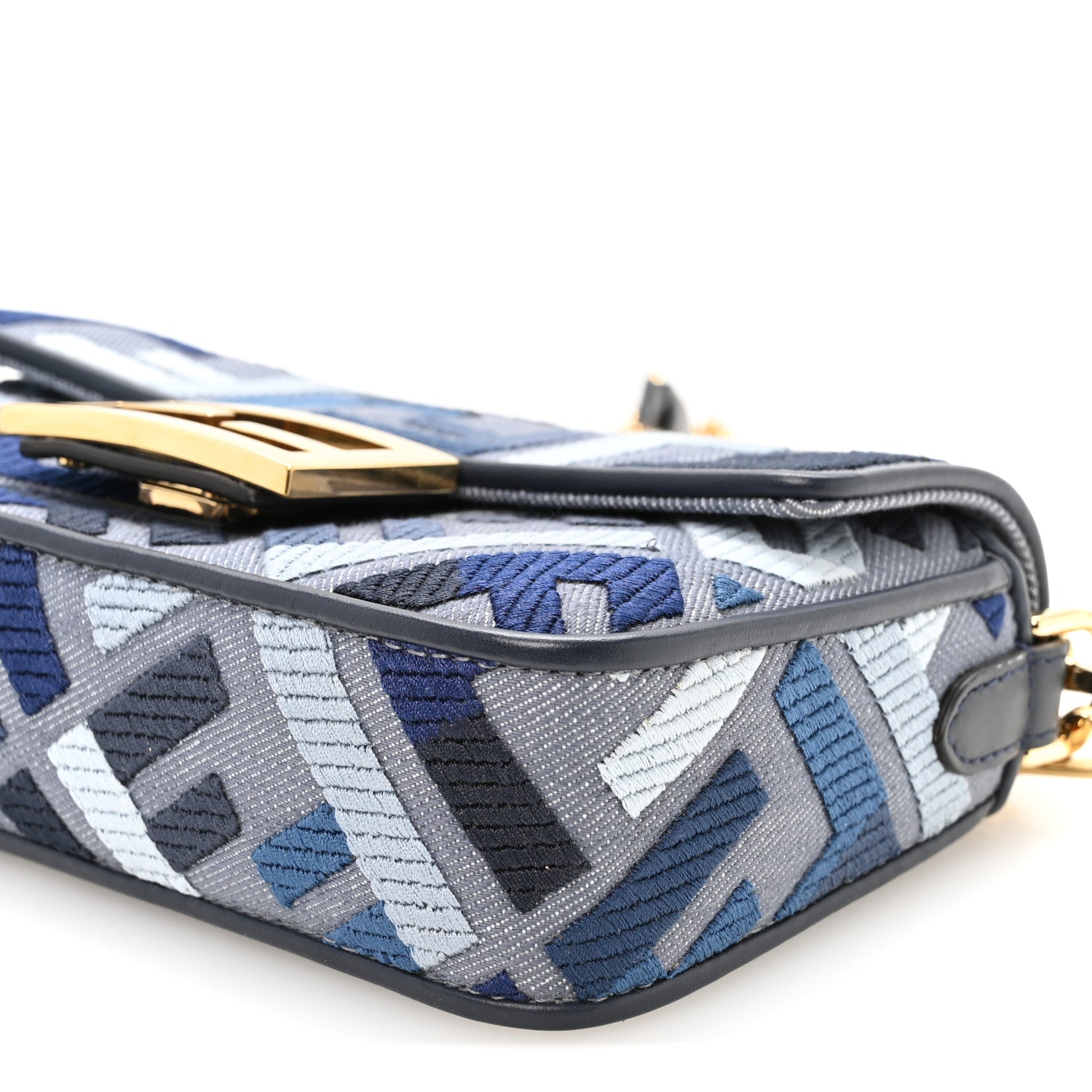 Canvas Vitello King Seta FF Embroidered Mini Baguette Myrtle Multicolor - Image 10