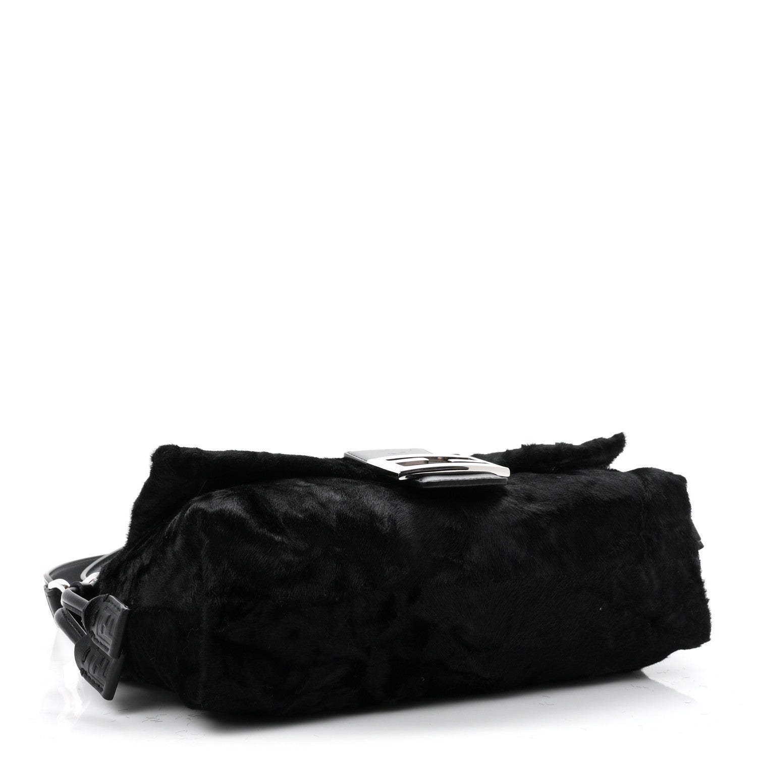 Calfskin Pony Effect Medium Soft Baguette Black - Image 6
