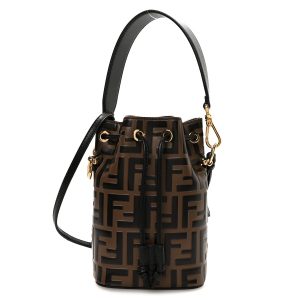 Vitello Liberty F is Fendi Bi-Color FF 1974 Embossed Mini Mon Tresor Bucket Bag Maya Black