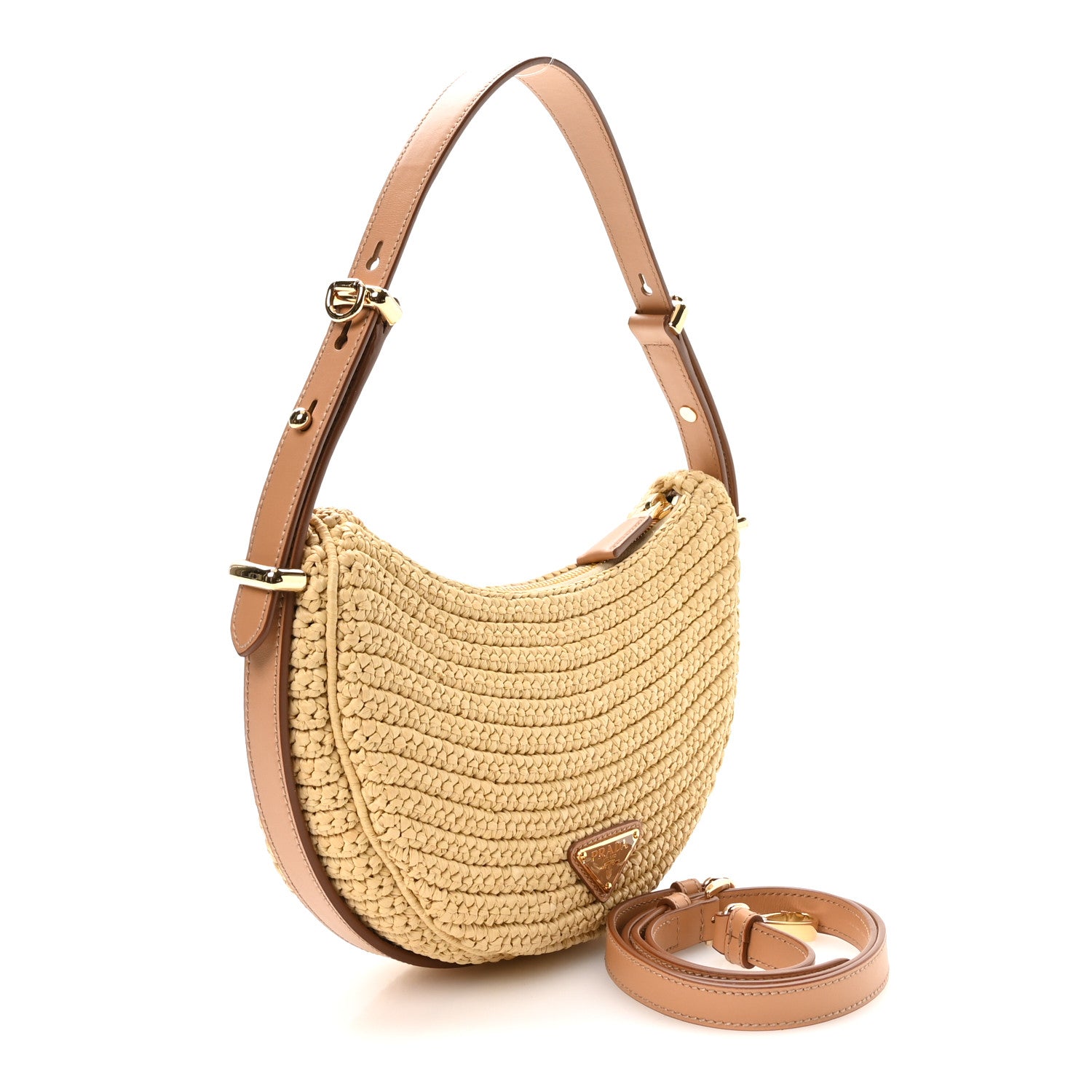 Yarn Raffia Effect Crochet Arque Shoulder Bag Natural - Image 3