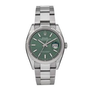 Stainless Steel 18K White Gold 36mm Oyster Perpetual Datejust Watch Mint Green 126234