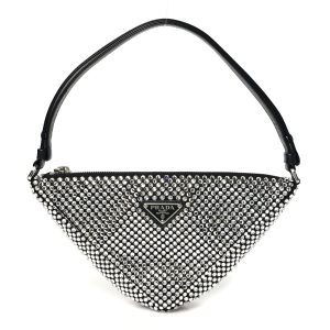 Satin Crystal Triangle Pouch Cristal