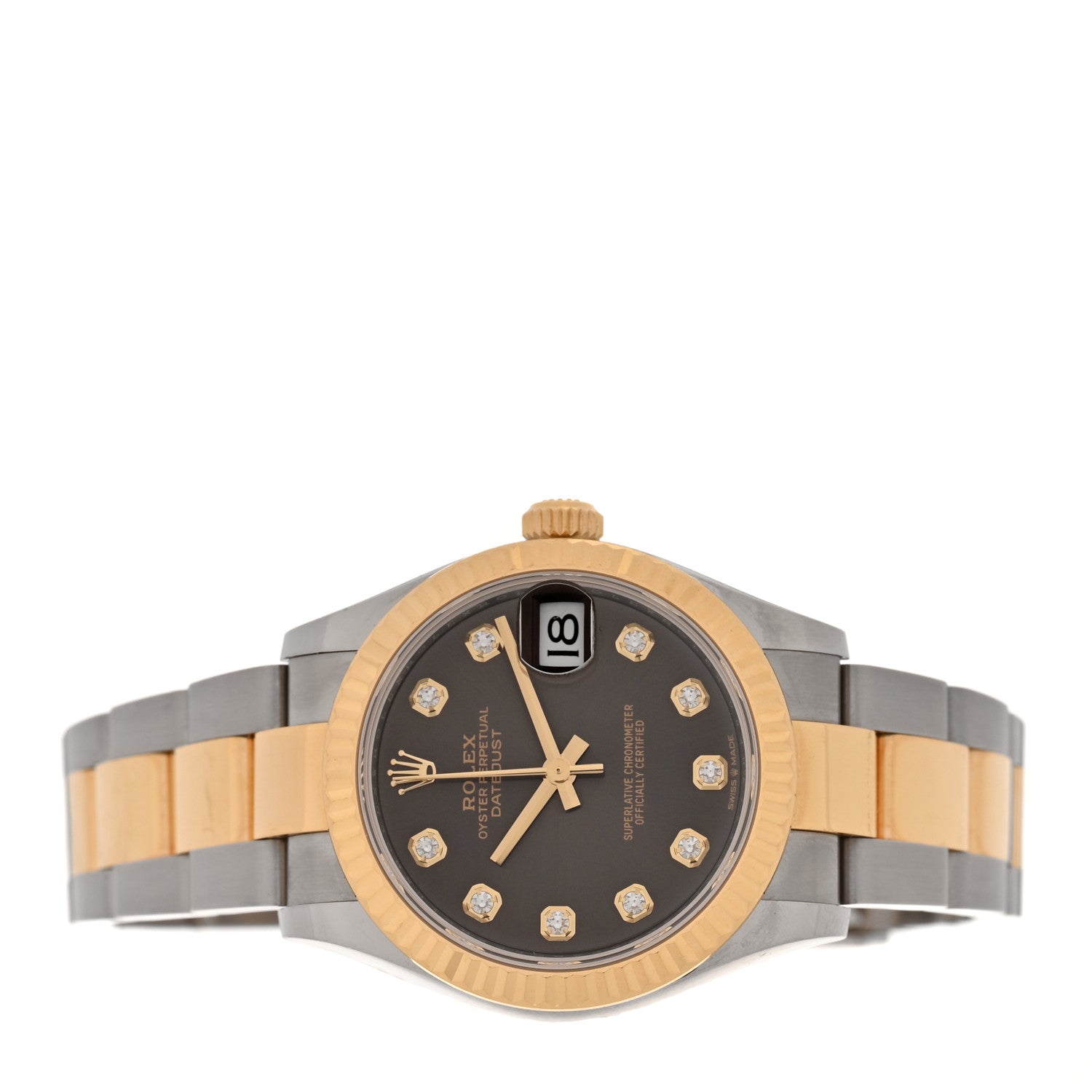 Stainless Steel 18K Yellow Gold Diamond 31mm Oyster Perpetual Datejust Watch Dark Grey 278273 - Image 2