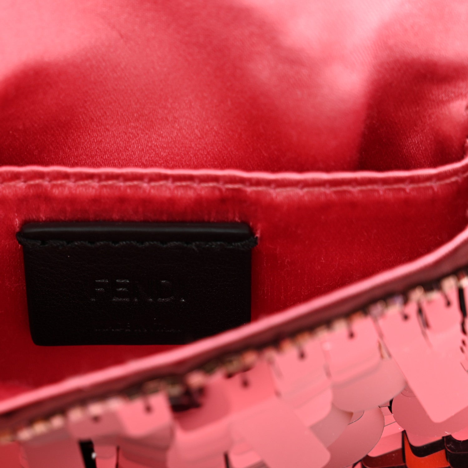 Sequin Paillettes Shiny Nappa Sex and the City Nano Maxi Buckle Baguette Charm Granata - Image 5