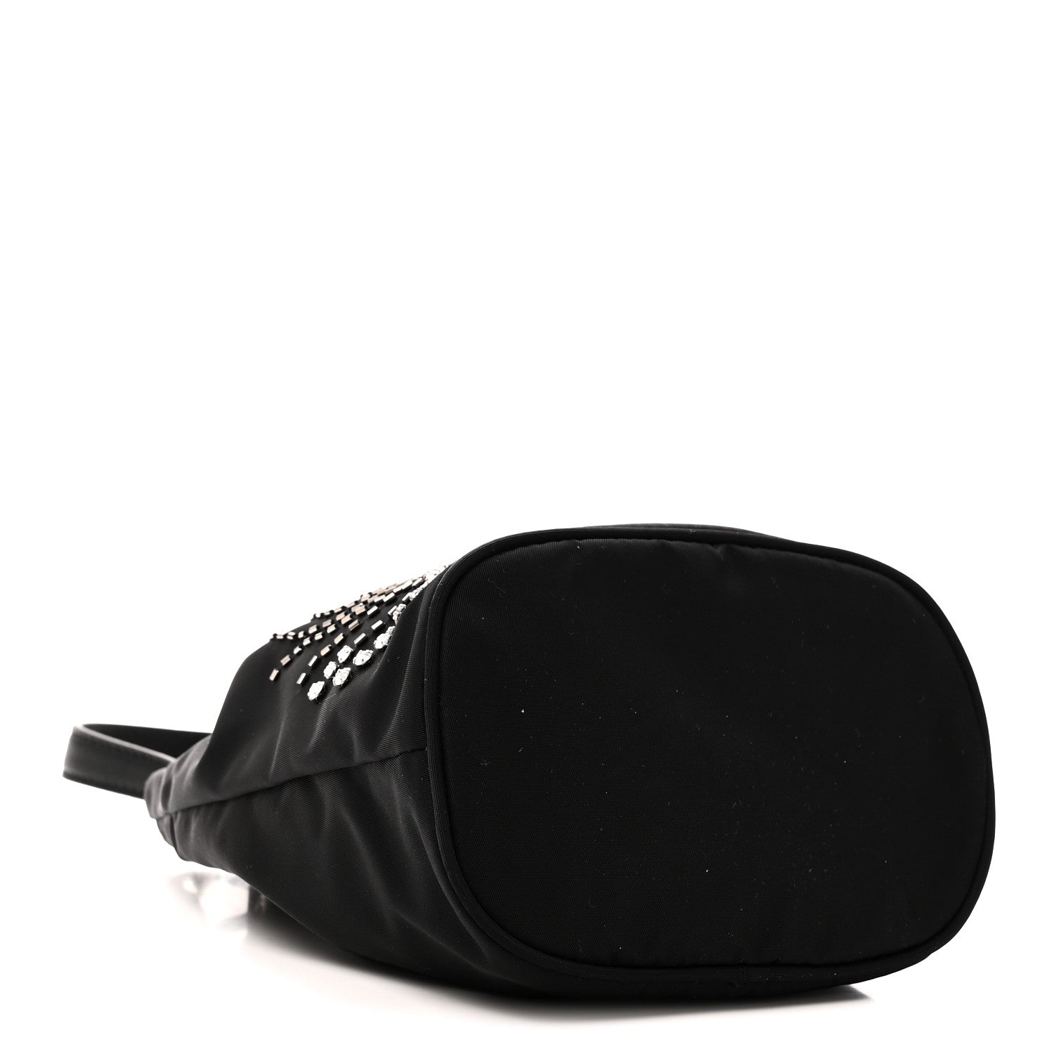 Tessuto Saffiano Ricamo Sequin Crystal Embellished Mini Re-Edition 1978 Bucket Bag Black - Image 4