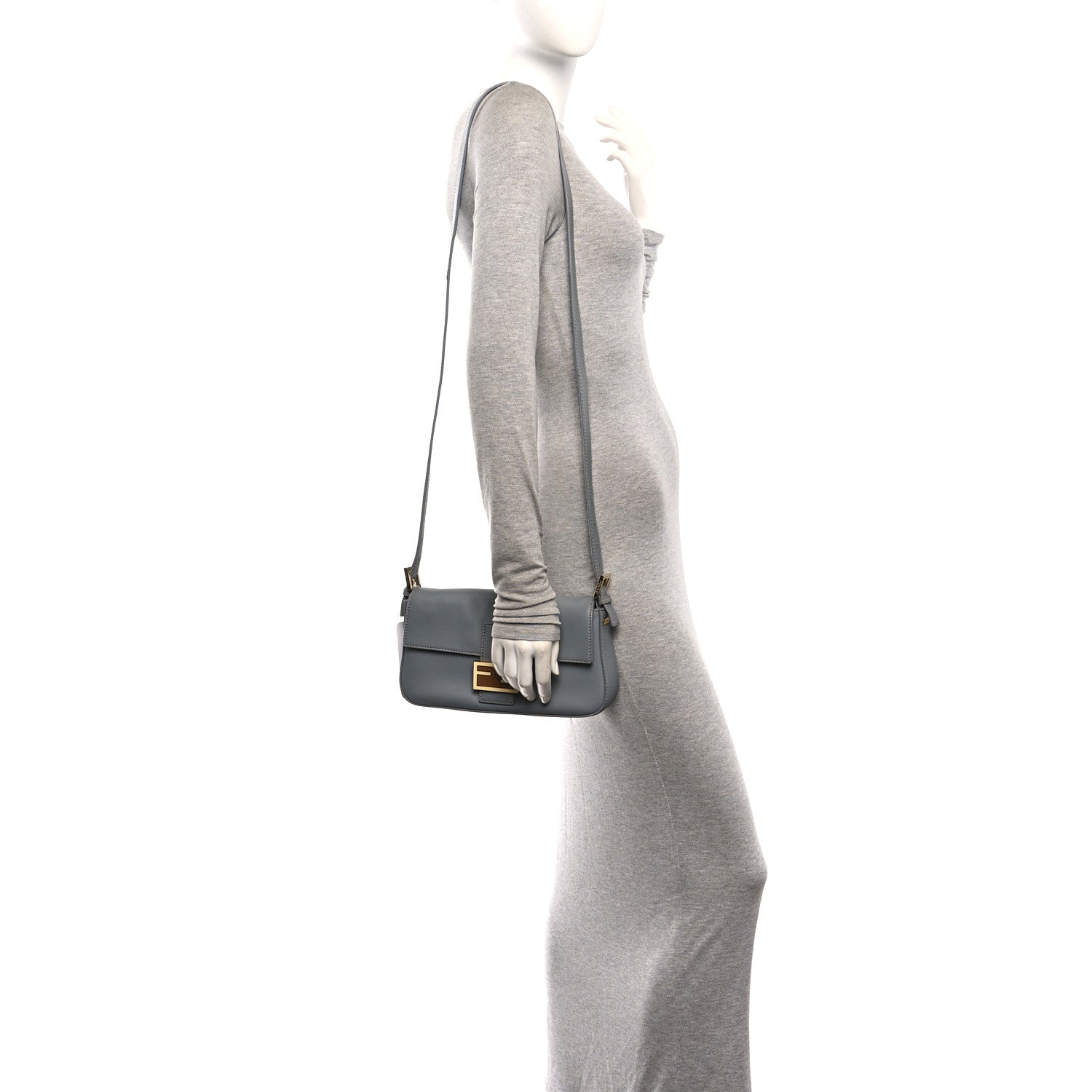 Vitello Flamingo Enamel Interchangeable Strap Baguette Grigio Chiaro Latte Tabacco - Image 2