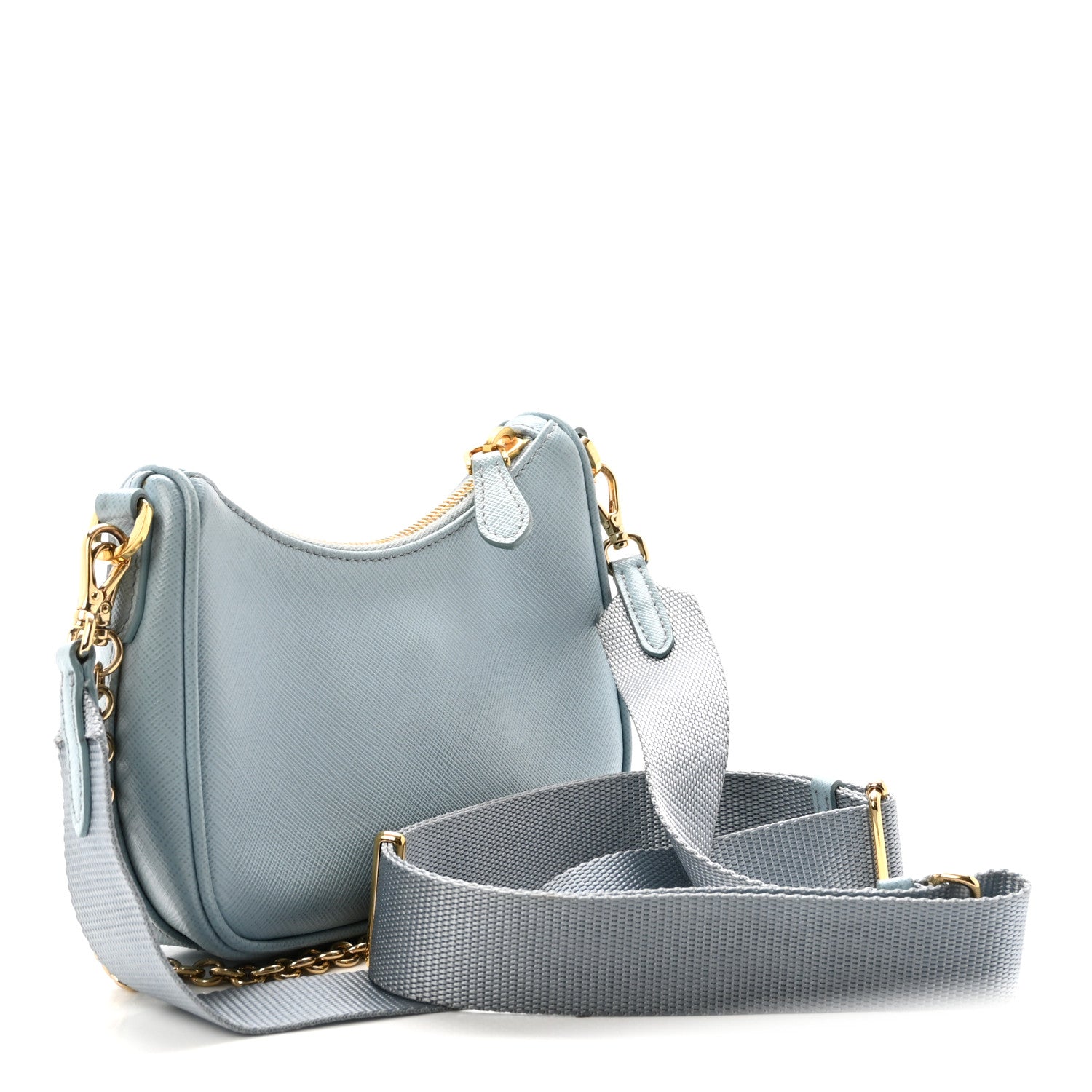 Saffiano Lux Re-Edition 2005 Mini Shoulder Bag Celeste - Image 3
