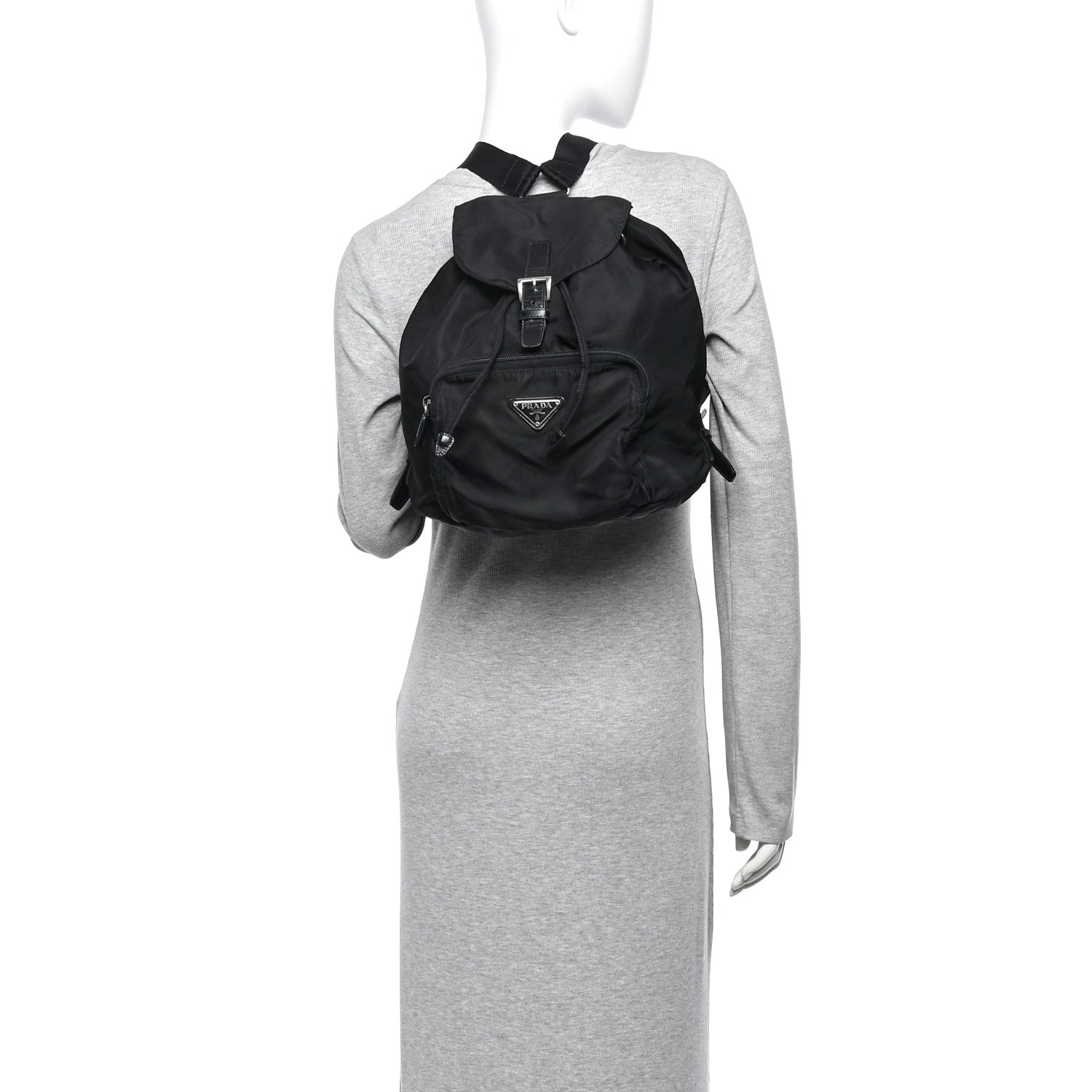 Tessuto Nylon Vela Cinch Backpack Black - Image 2