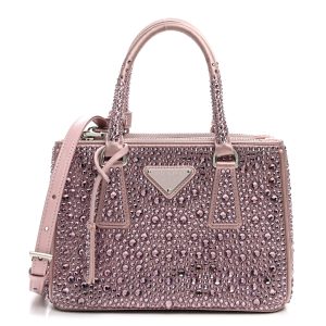 Satin Crystal Mini Galleria Double Zip Tote Alabastro