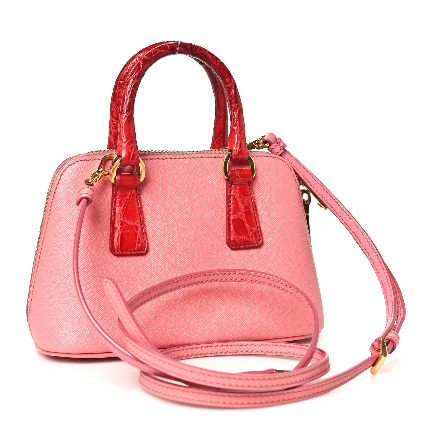 Saffiano Lux Crocodile Mini Promenade Tote Fuoco Begonia - Image 3