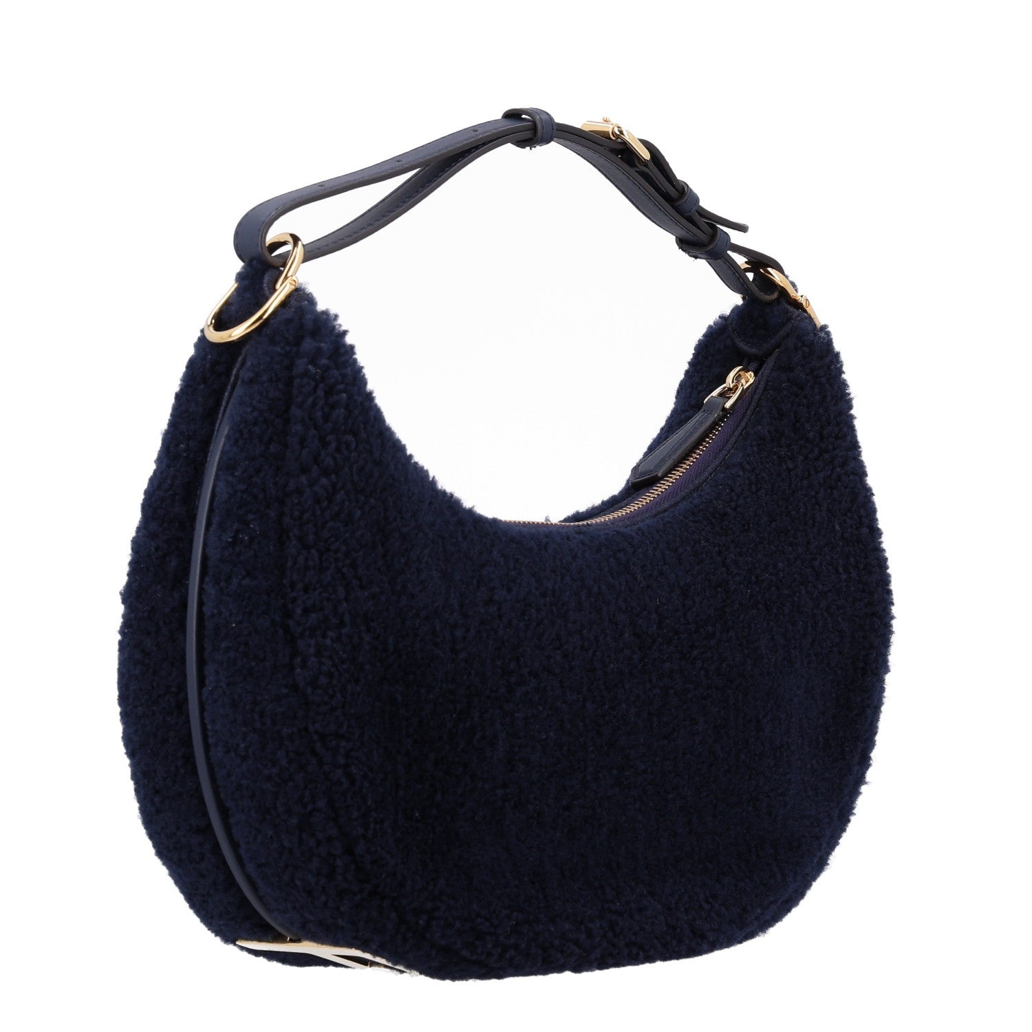 Sheep Fur Vitello Grace Small Fendigraphy Hobo Midnight - Image 3
