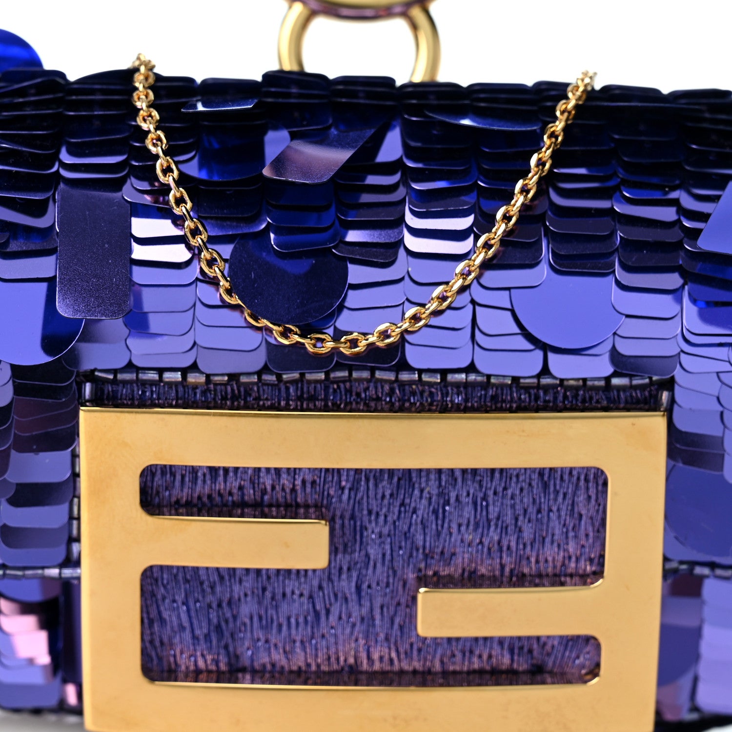 Sequin Paillettes Shiny Nappa Sex and the City Nano Maxi Buckle Baguette Charm Viola Purple - Image 8