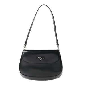 Spazzolato Cleo Flap Shoulder Bag Black