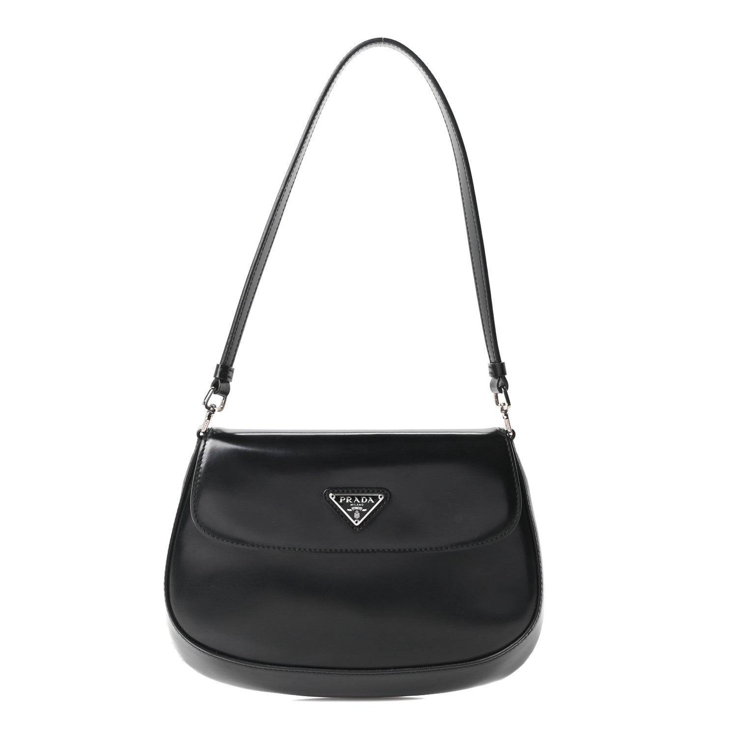 Spazzolato Cleo Flap Shoulder Bag Black
