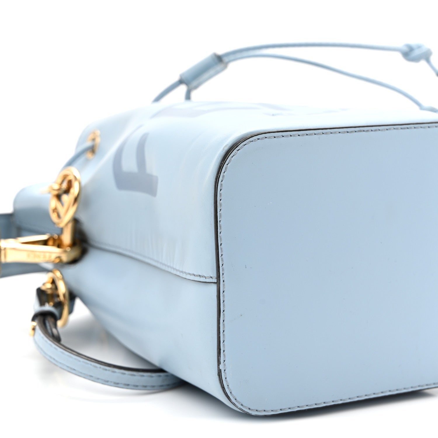 Vitello King F is Fendi Logo Embossed Mini Mon Tresor Bucket Bag Azzurro Baby Azzurro Baby - Image 9