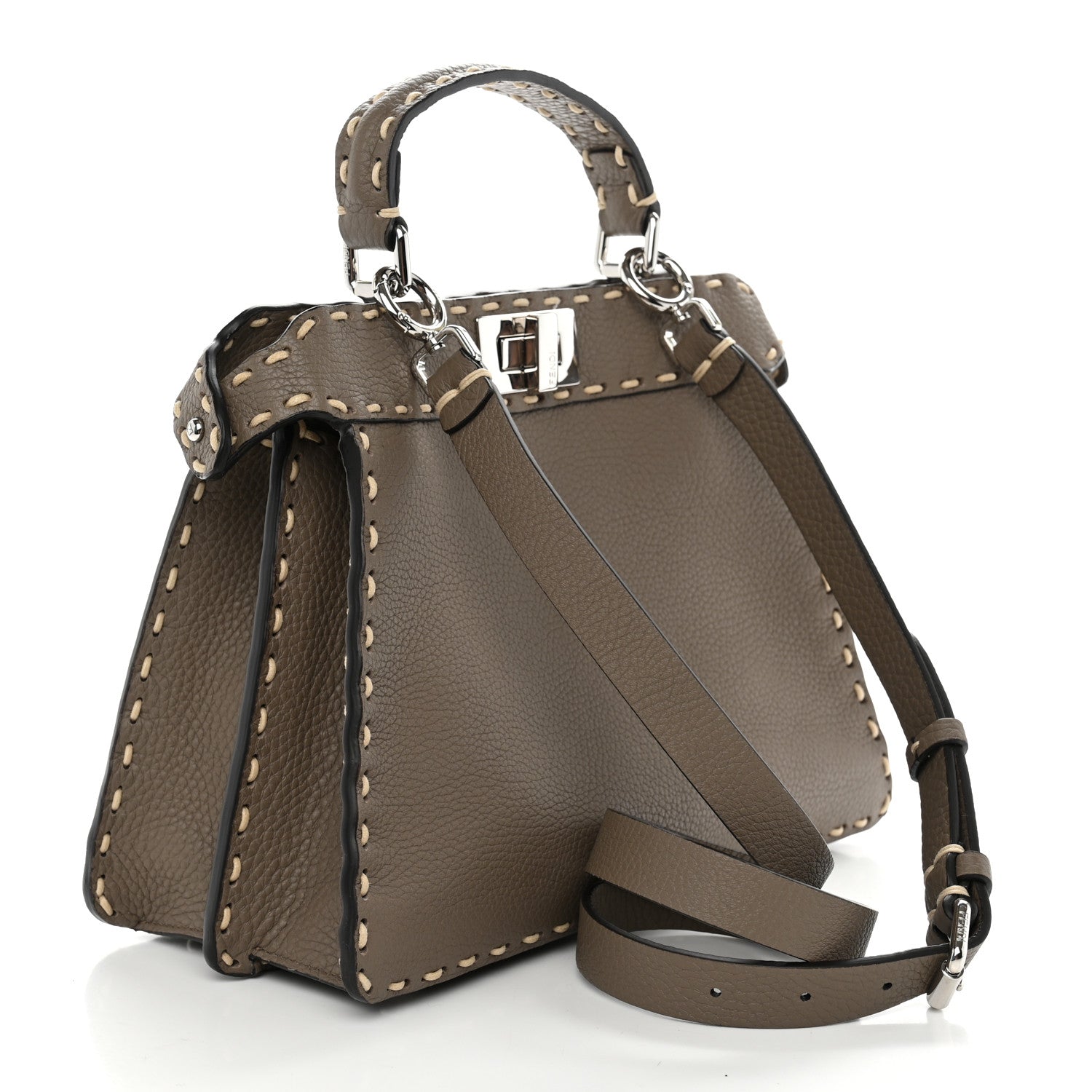 Vitello Granato Camoscio Selleria Macro Stitchings Small Peekaboo I SEE U Satchel Tartufo - Image 3