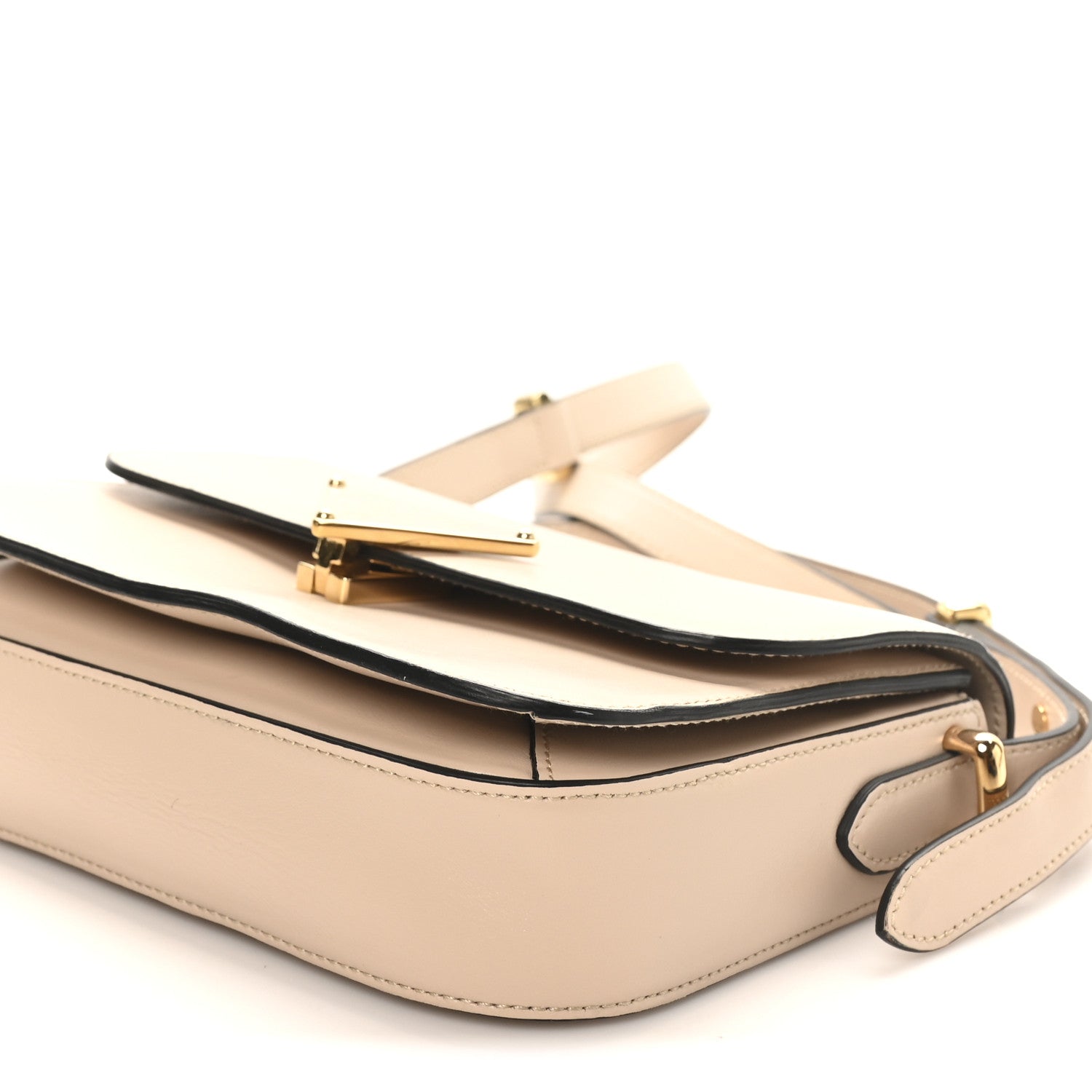 Box Calfskin Triangle Embleme Flap Shoulder Bag Sabbia - Image 9