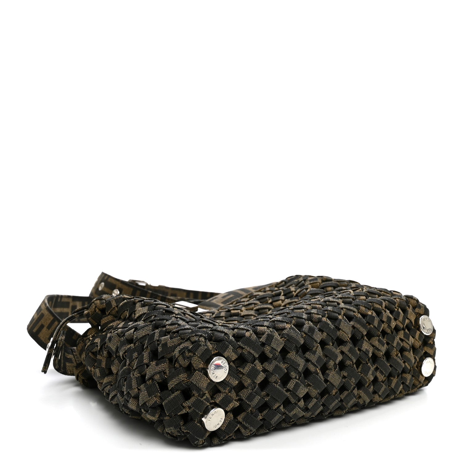 Fabric Jacquard FF 1974 Woven Knotted Mini Peekaboo I SEE U Satchel Tobacco Moro - Image 4