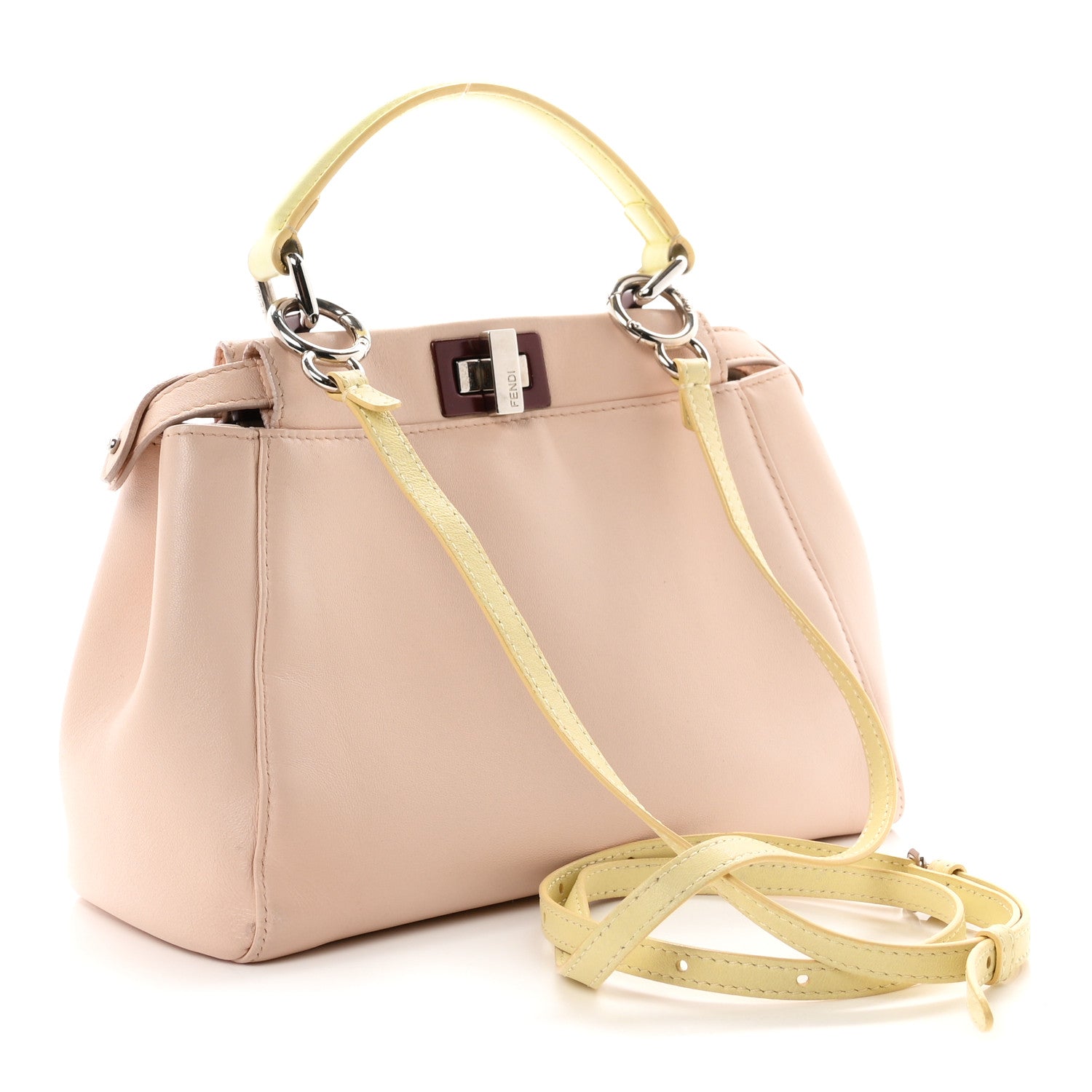 Nappa Colorblock Mini Peekaboo Iconic Satchel Plaster Banana Grigio Polvere - Image 3