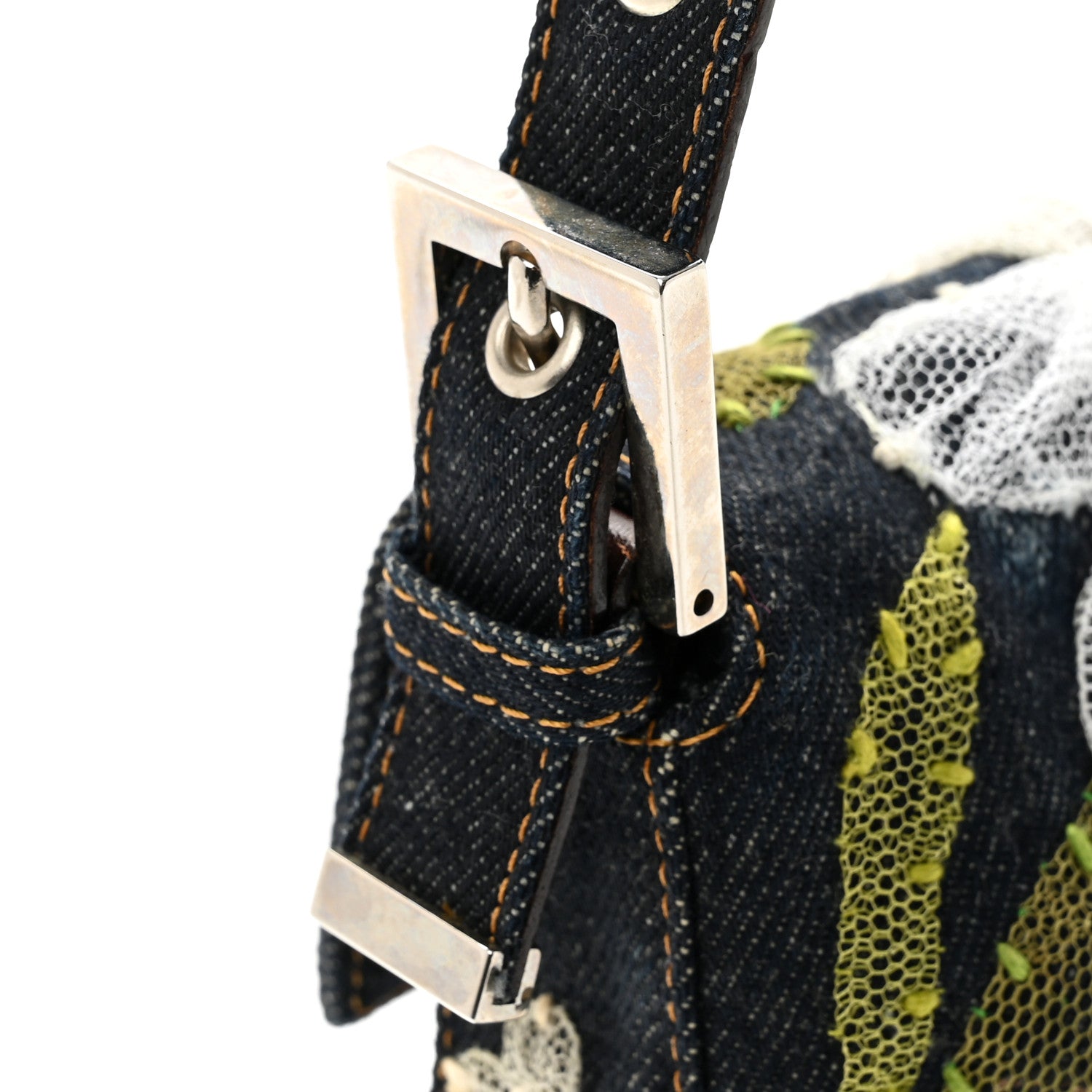 Denim Flower Applique Baguette Blue - Image 11