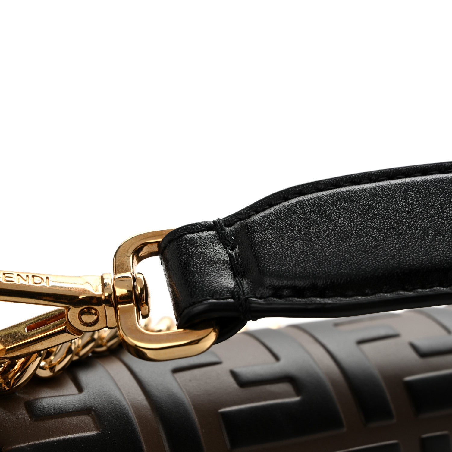 Vitello Liberty Bi-Color FF 1974 Embossed Chain Strap Kan U Shoulder Bag Black Maya - Image 12