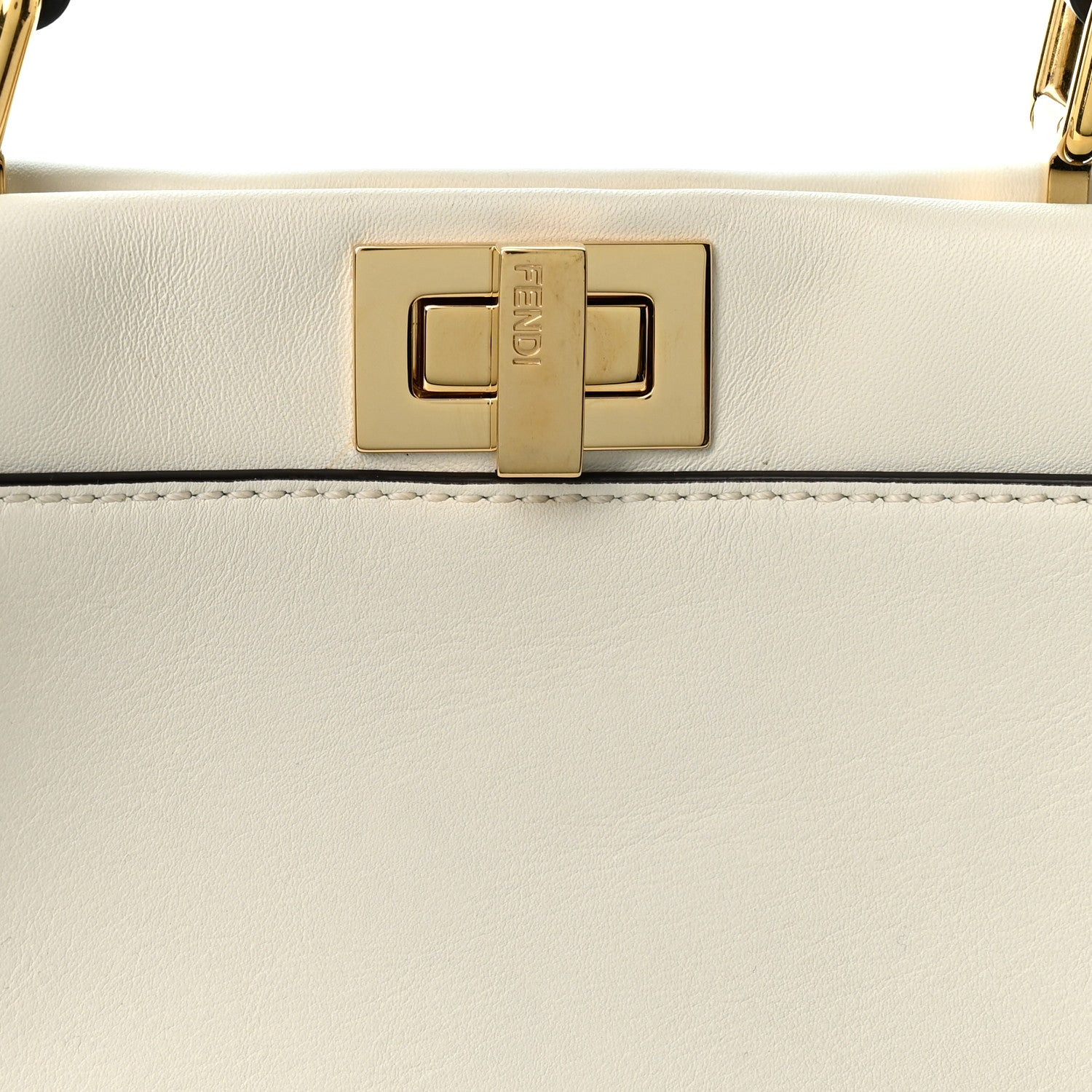 Vitello Seta Canvas FF Mini Peekaboo Iconic Satchel Uovo Sigaro Marrone - Image 9