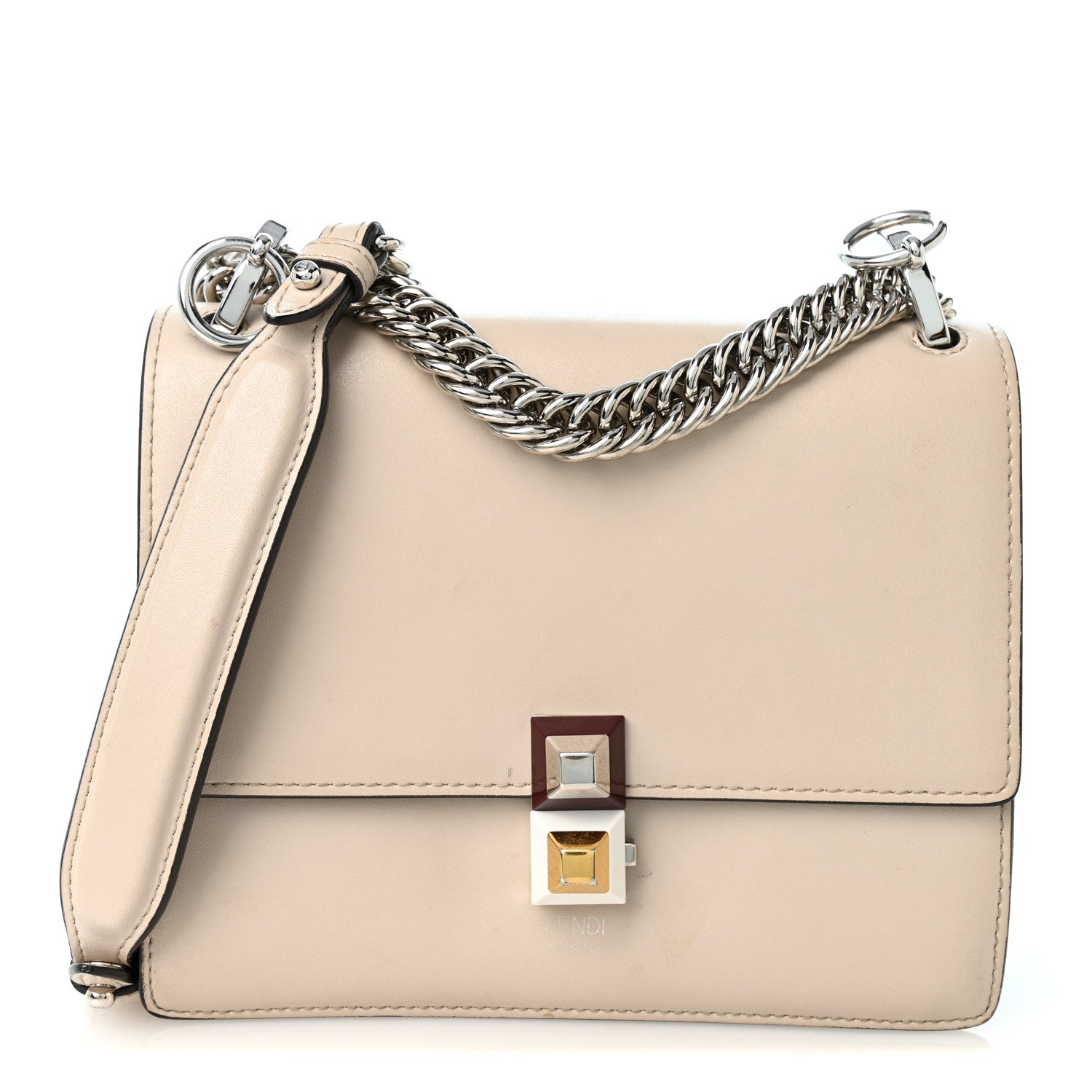 Vitello Liberty Studded Small Kan I Shoulder Bag Grigio Polvere Multicolor