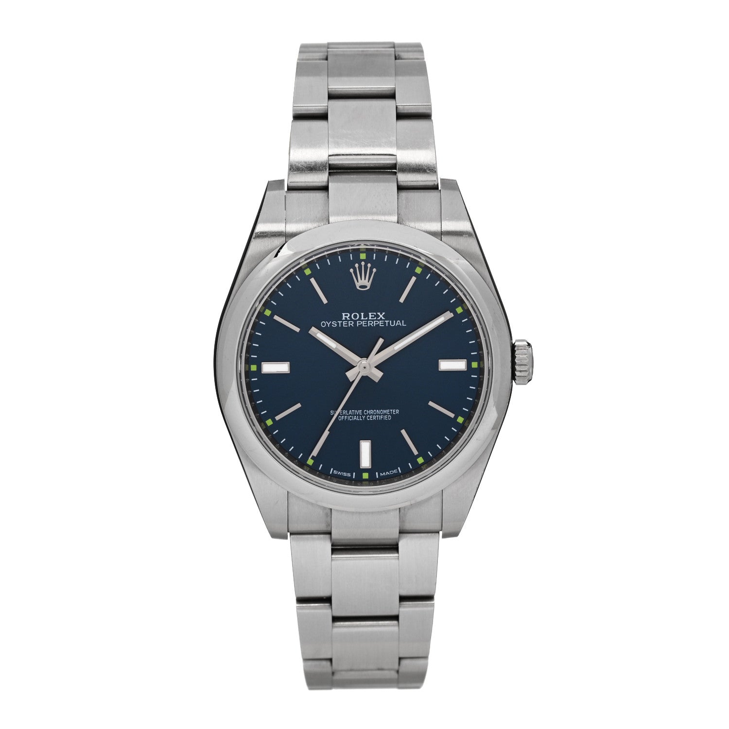 Stainless Steel 39mm Oyster Perpetual Watch Blue 114300