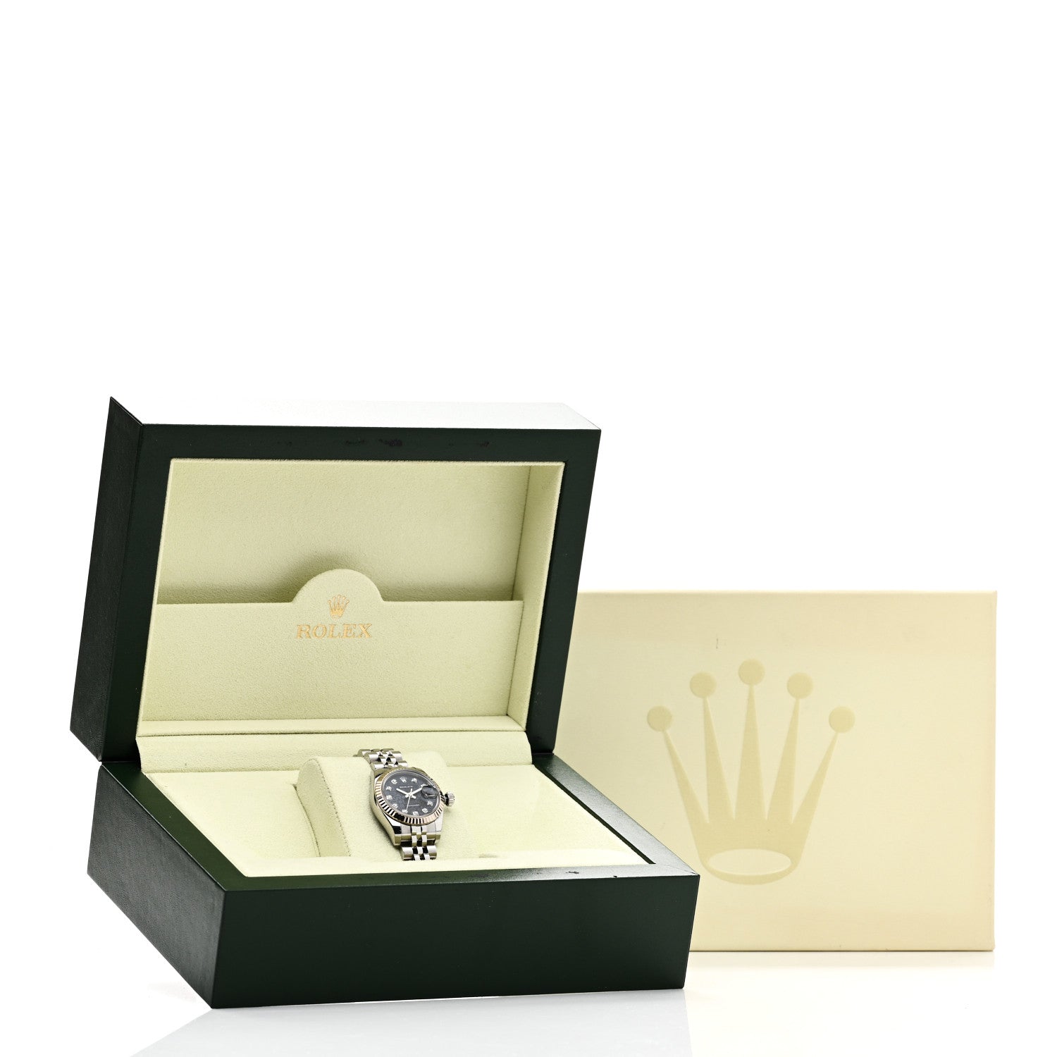 Stainless Steel 18K White Gold Diamond 26mm Oyster Perpetual Datejust Watch Blue Jubilee 179174 - Image 5