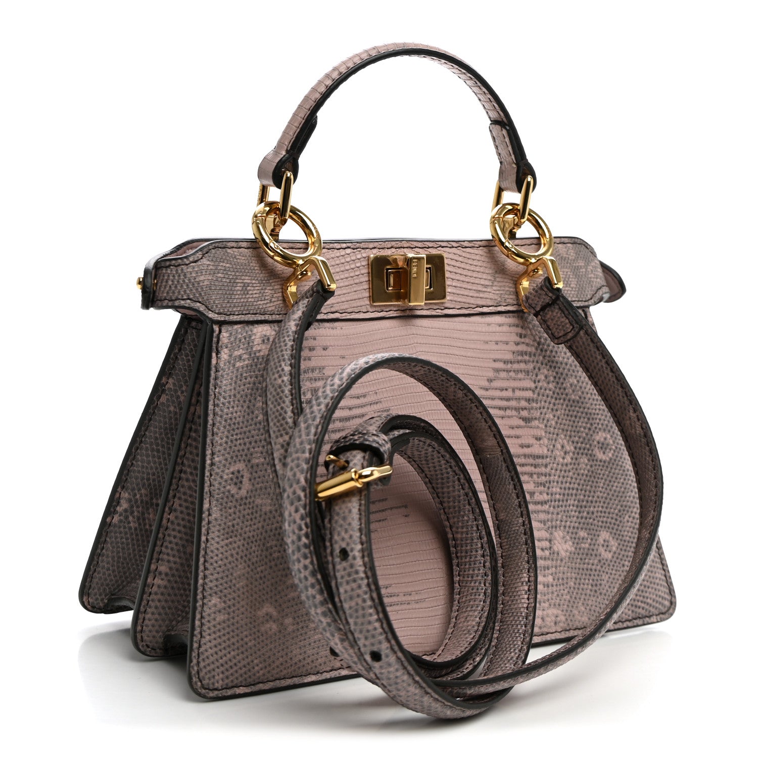 Lizard Togo Lucido Petite Peekaboo I SEE U Satchel Soft Berry - Image 3