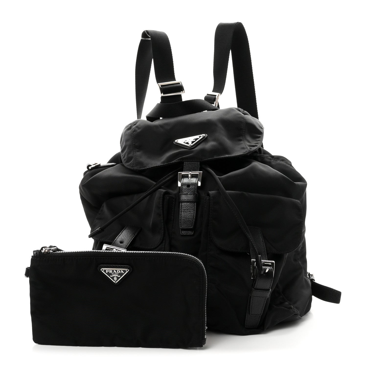 Re-Nylon Saffiano Medium Backpack Black - Image 3