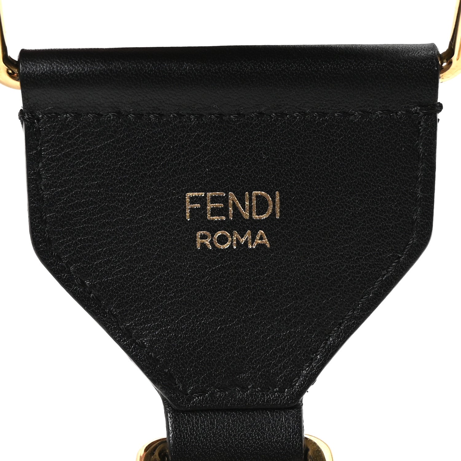 Jacquard Ribbon Vitello King FF Adjustable Strap You Fango Marrone Black - Image 3