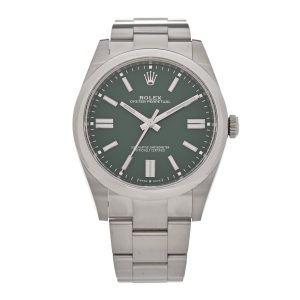 Stainless Steel 41mm Oyster Perpetual Watch Green 124300