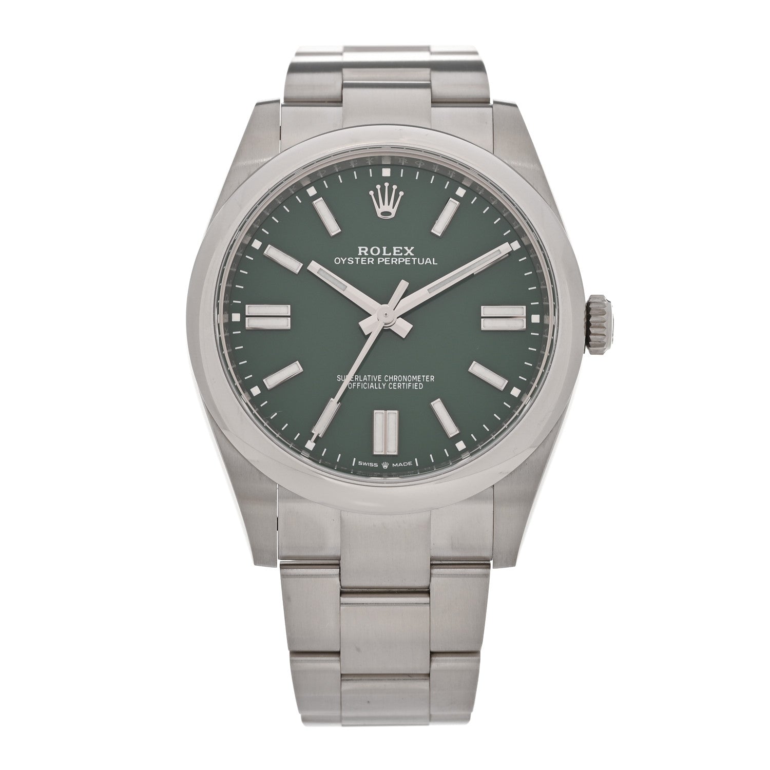 Stainless Steel 41mm Oyster Perpetual Watch Green 124300