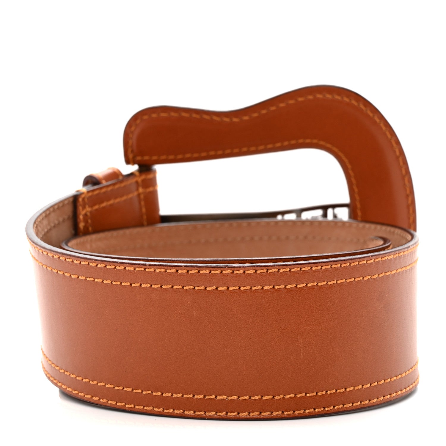 Calfskin B Wide Belt 70 28 Brown - Image 2