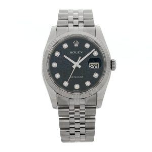 Stainless Steel 18K White Gold Diamond 36mm Oyster Perpetual Datejust Watch Blue Jubilee 116234