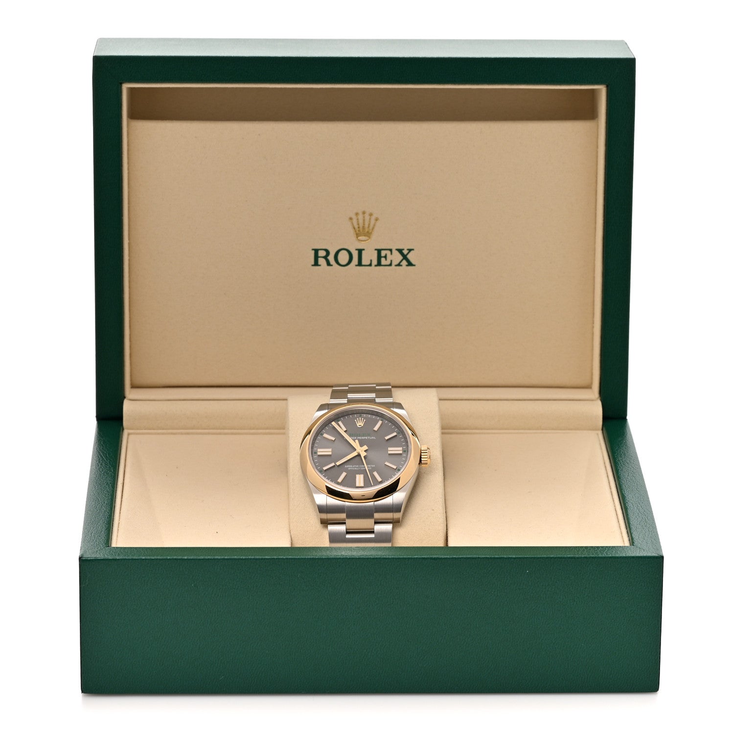 Stainless Steel 18K Yellow Gold 41mm Oyster Perpetual 100th Anniversary Watch Slate 134303 - Image 5
