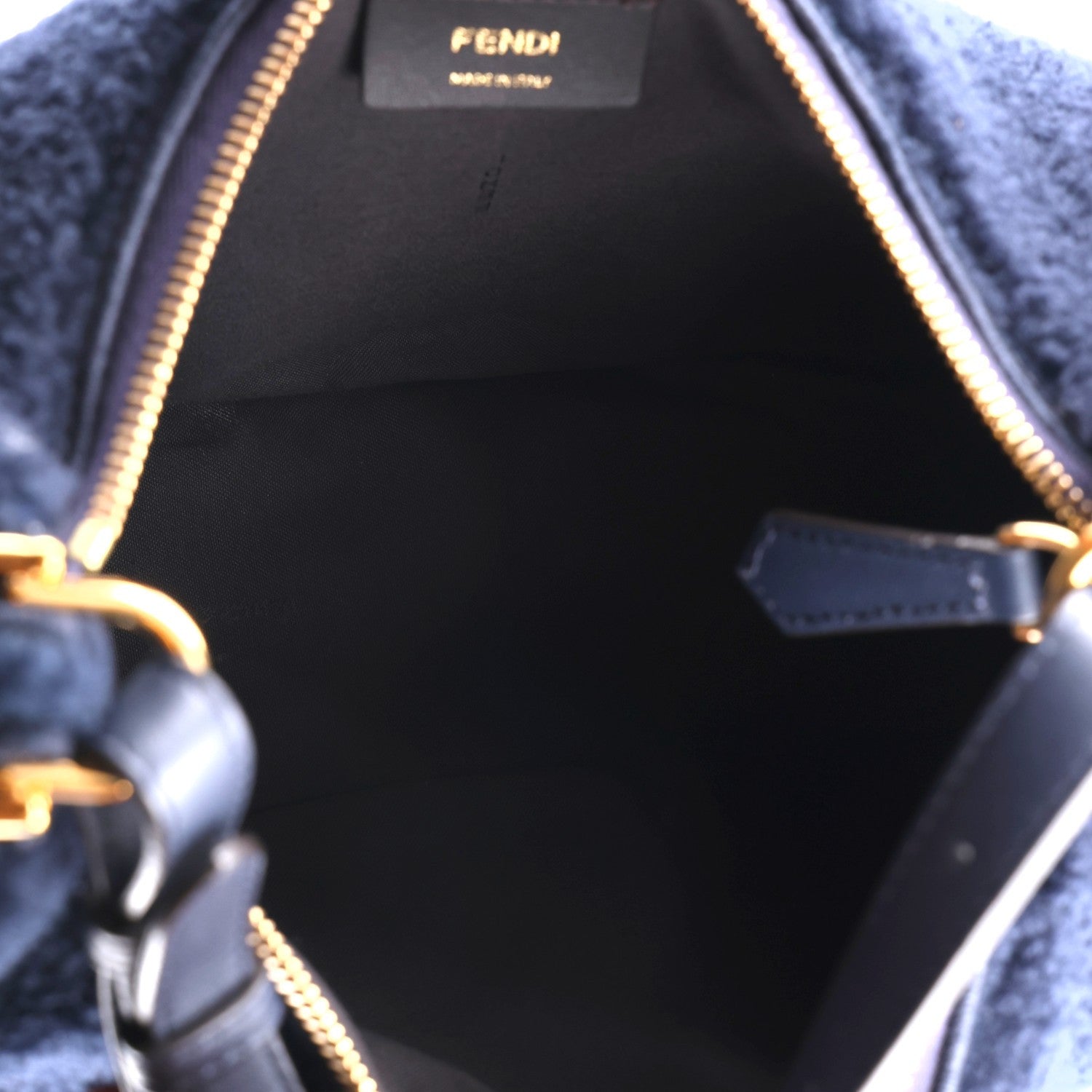Sheep Fur Vitello Grace Small Fendigraphy Hobo Midnight - Image 5
