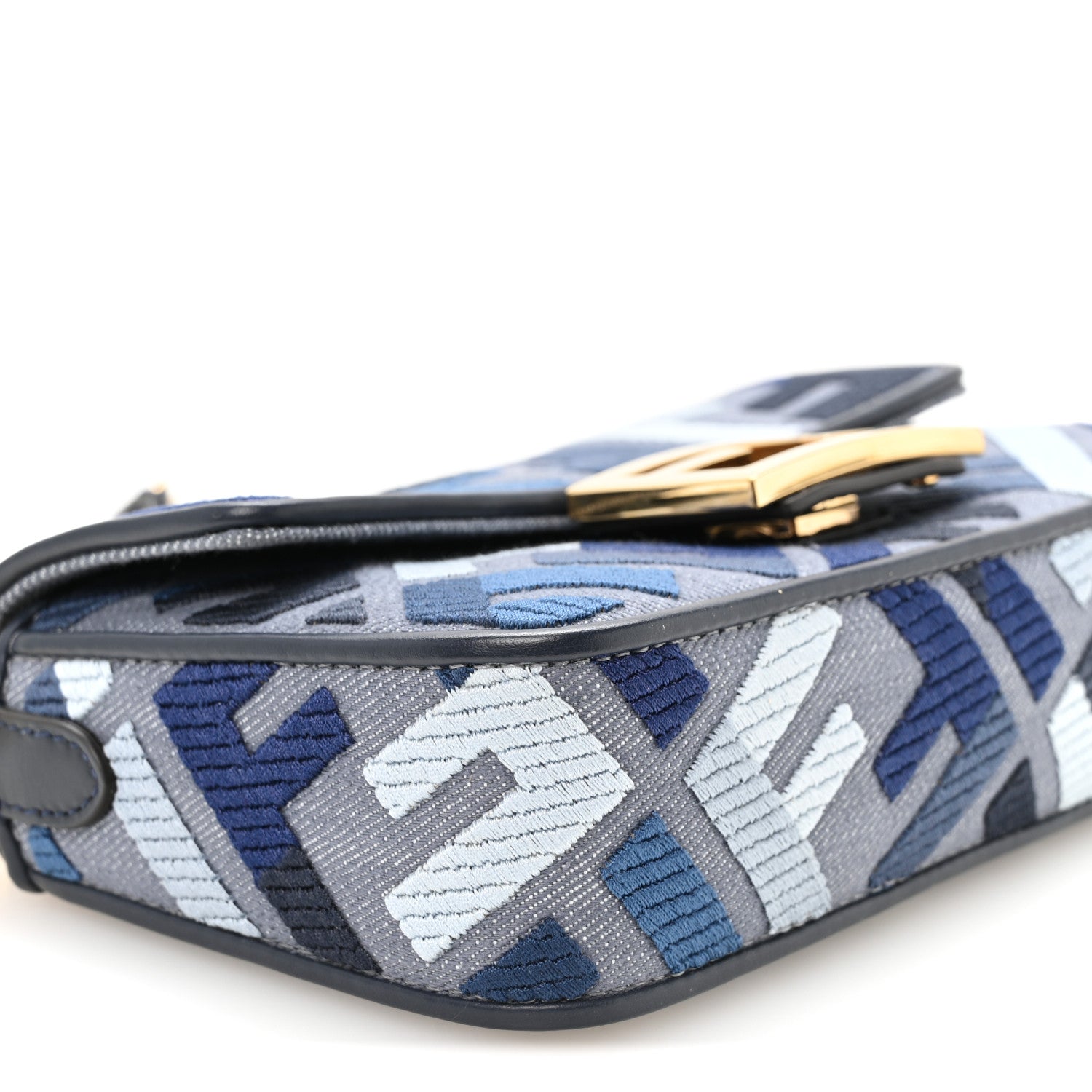 Canvas Vitello King Seta FF Embroidered Mini Baguette Myrtle Multicolor - Image 9