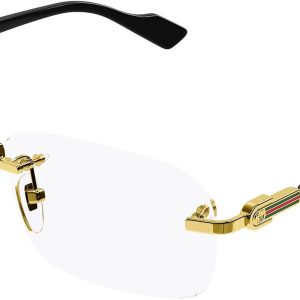 Gucci GG1221O Black Gold Rimless Frames