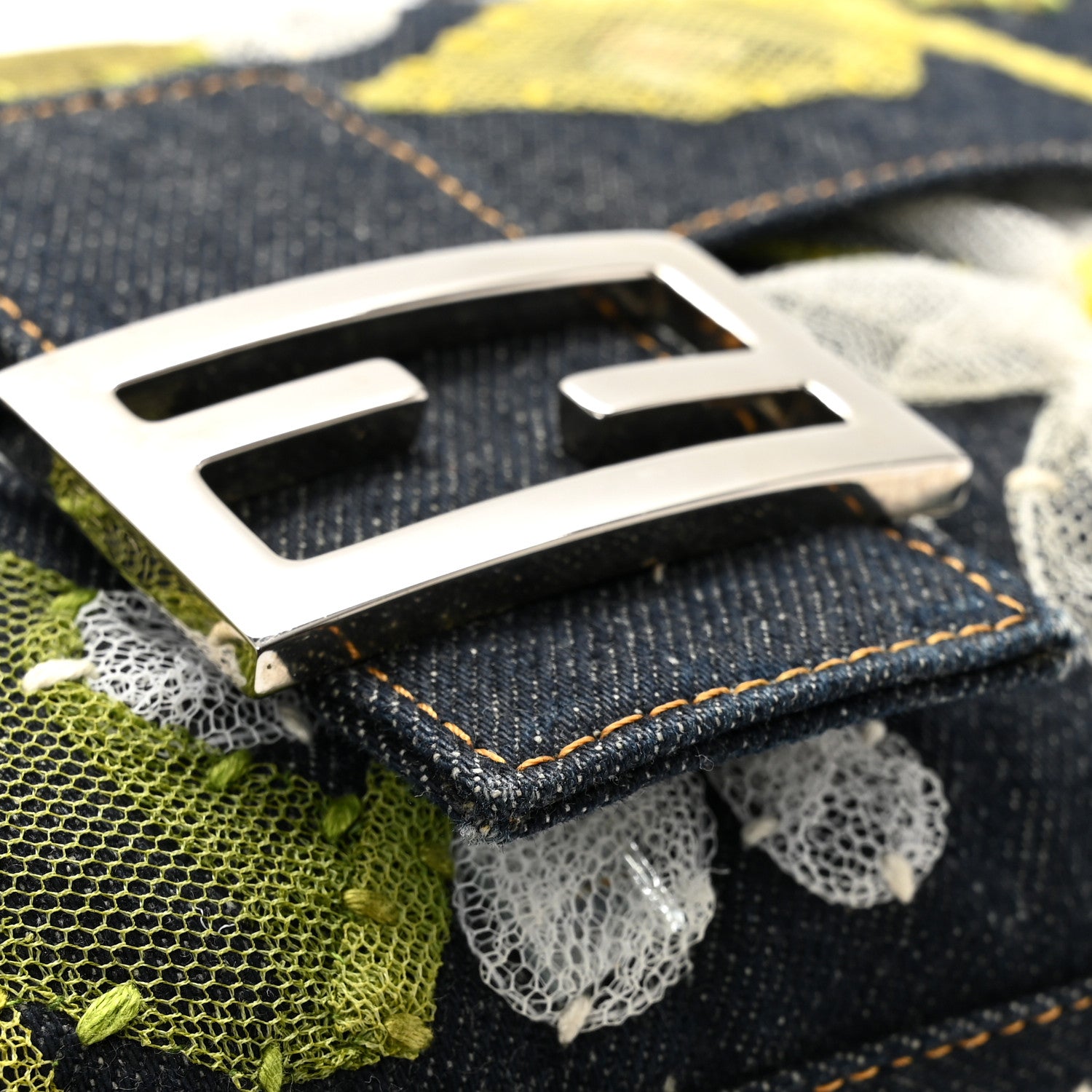 Denim Flower Applique Baguette Blue - Image 12