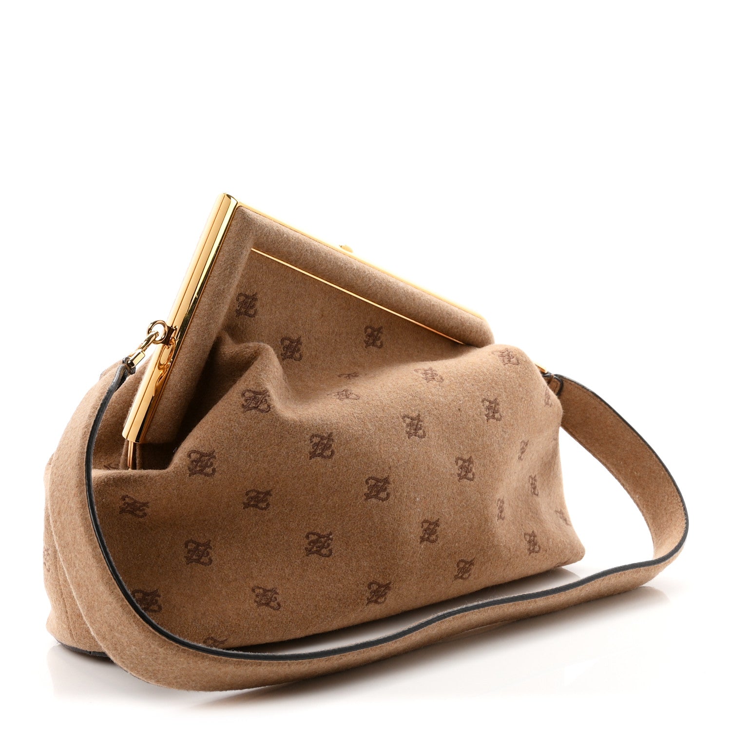 Flannel Karligraphy Embroidered Medium Fendi First Camel - Image 3