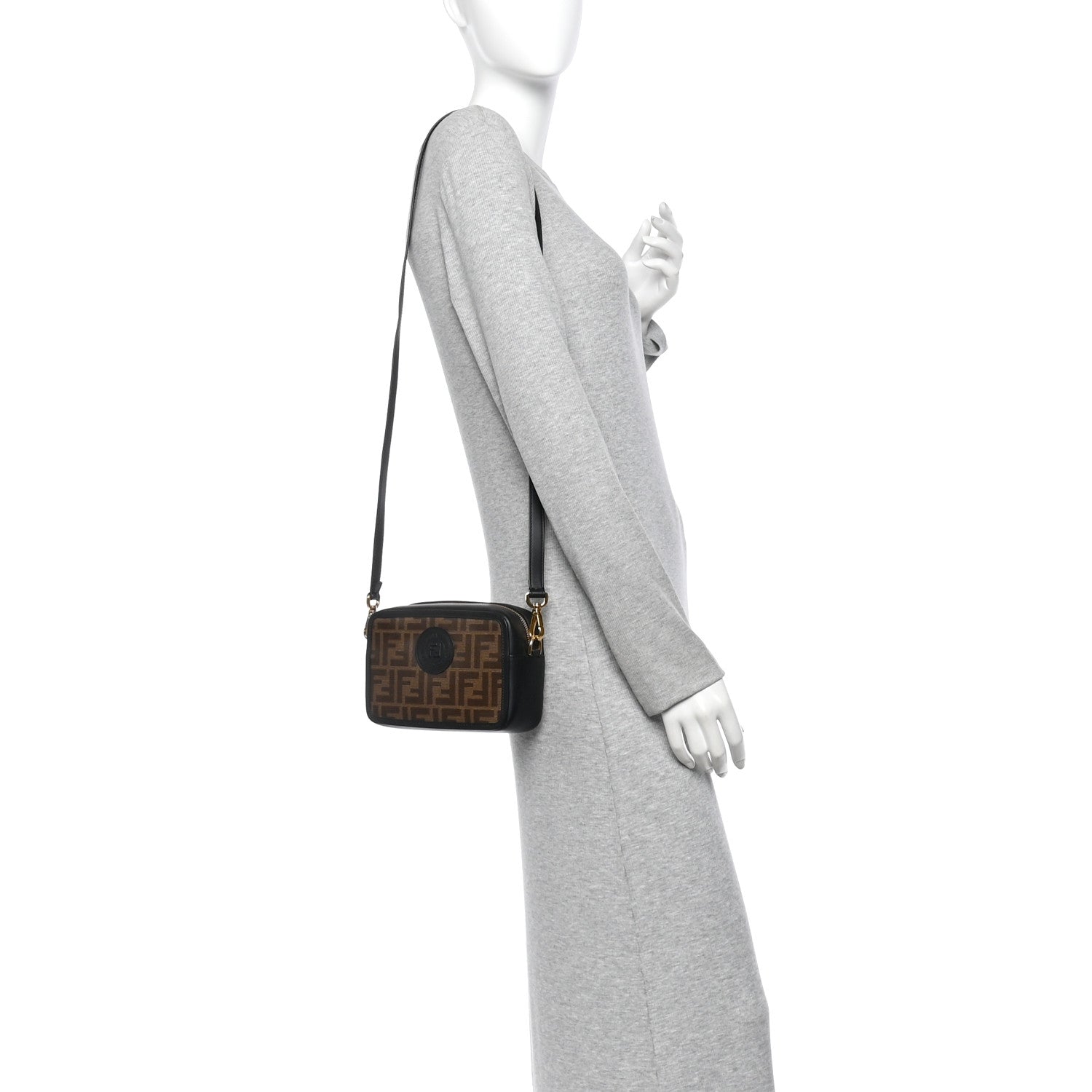 Glazed Fabric Vitello Century FF 1974 Stamp Patch Mini Camera Case Mogano Panna Black - Image 2