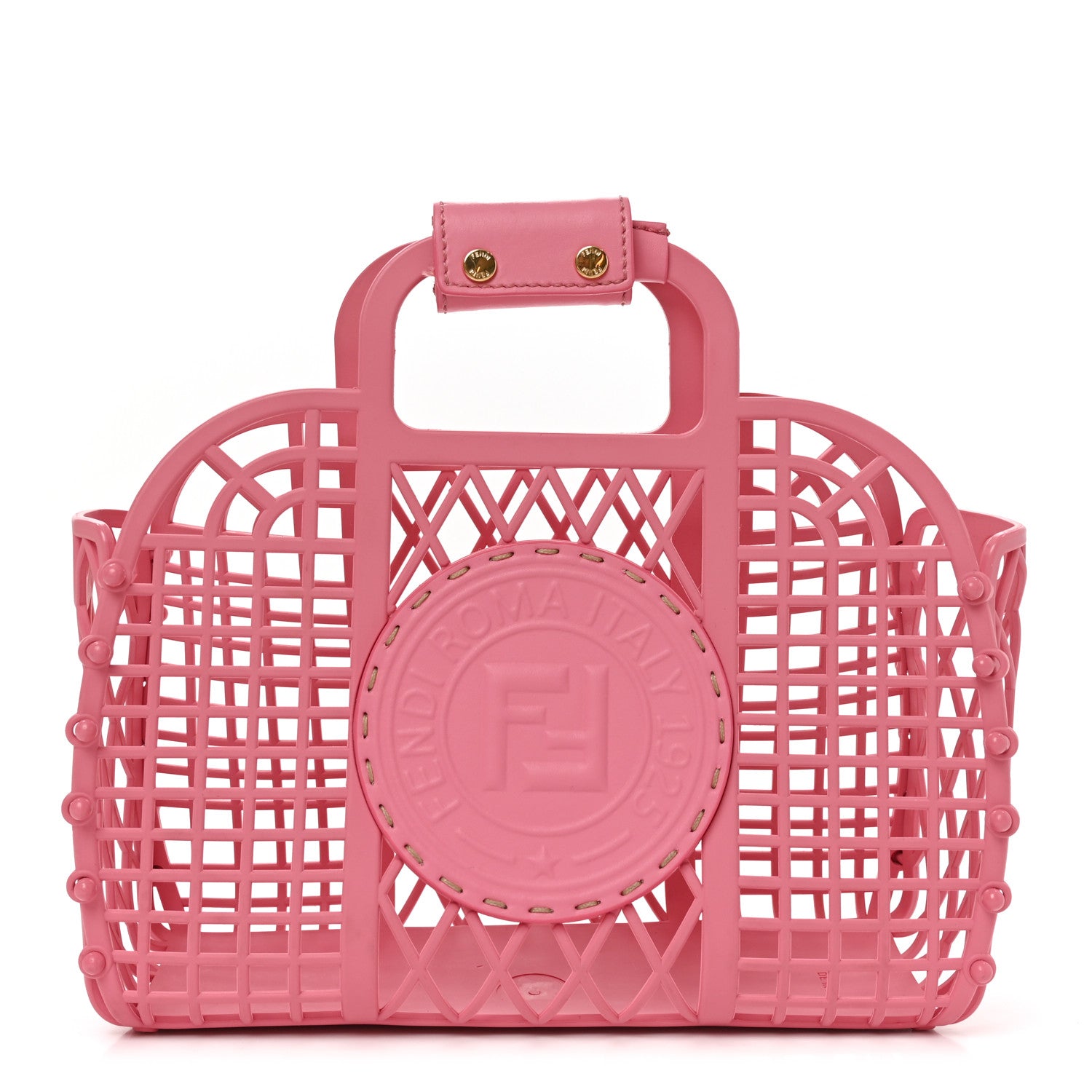 Recycled Plastic Vitello Liberty Matte Small Fendi Basket Rosa