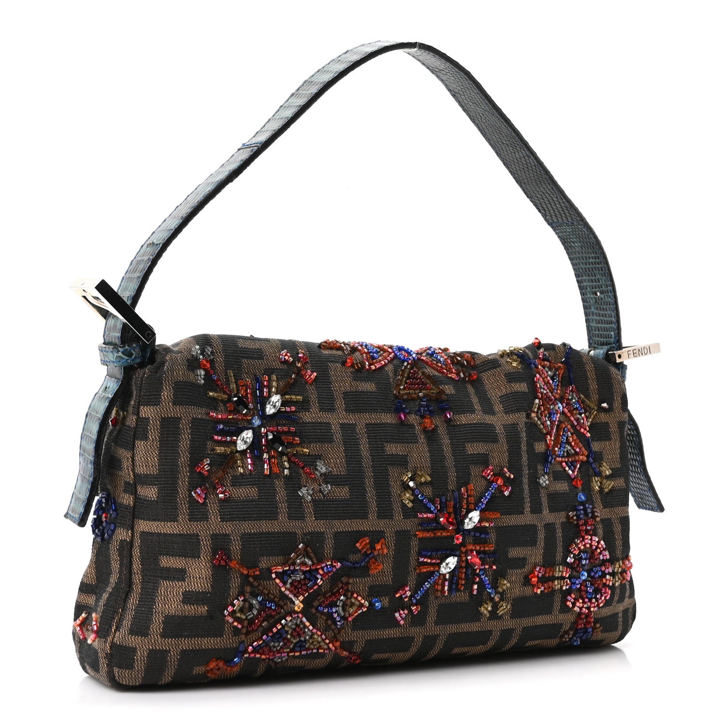 Lizard Zucca Crystal Beaded Baguette Tobacco Multicolor - Image 3