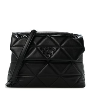 Nappa Triangle Stitched Large Spectrum Bag Black