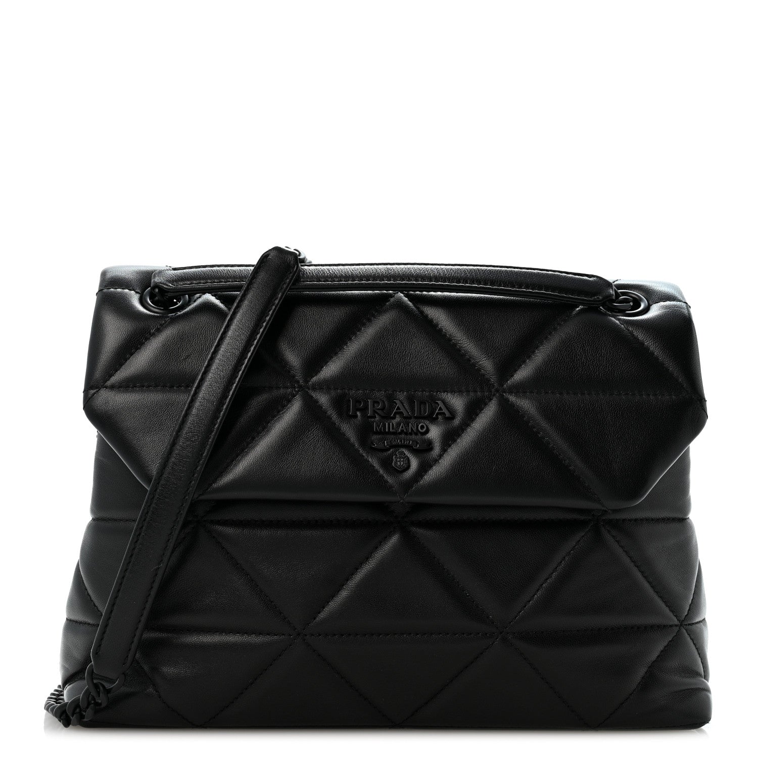 Nappa Triangle Stitched Large Spectrum Bag Black