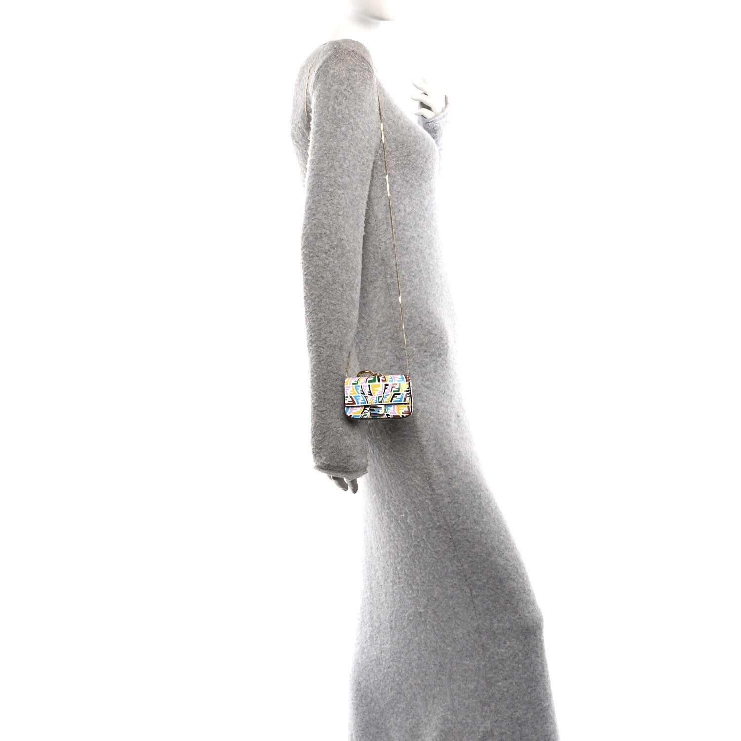 X SARAH COLEMAN Vitello Liberty Ceylon Micro FF Fish Eye Embossed Nano Baguette Charm Multicolor Cyber Blue - Image 2
